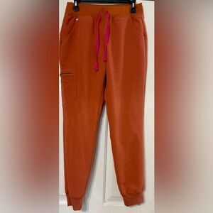 Figs Terracotta Joggers with Pink Drawstring